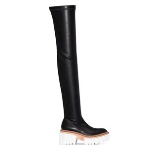 Stella McCartney Emilie black faux leather thigh-high over knee platform boots